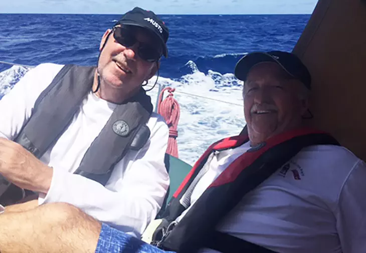 Dan with friend Bruce laughing their way to Bermuda