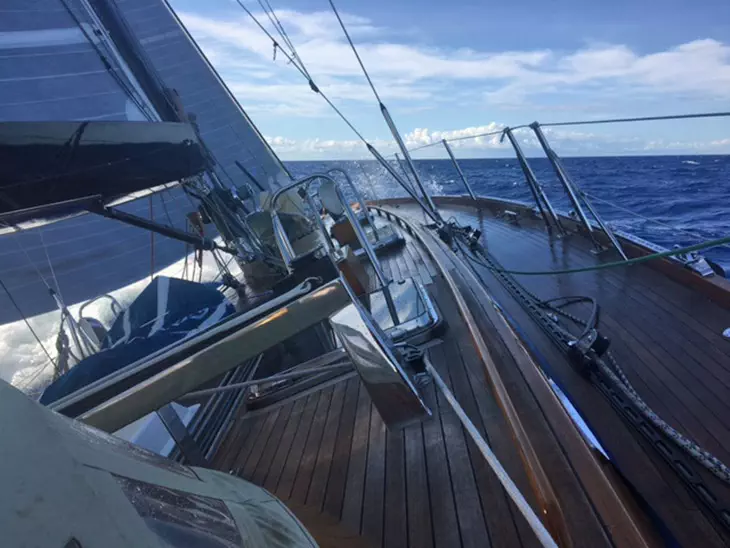 Windwalker II Close Reaching at 9 Knots 100 Miles from Finish in Bermuda